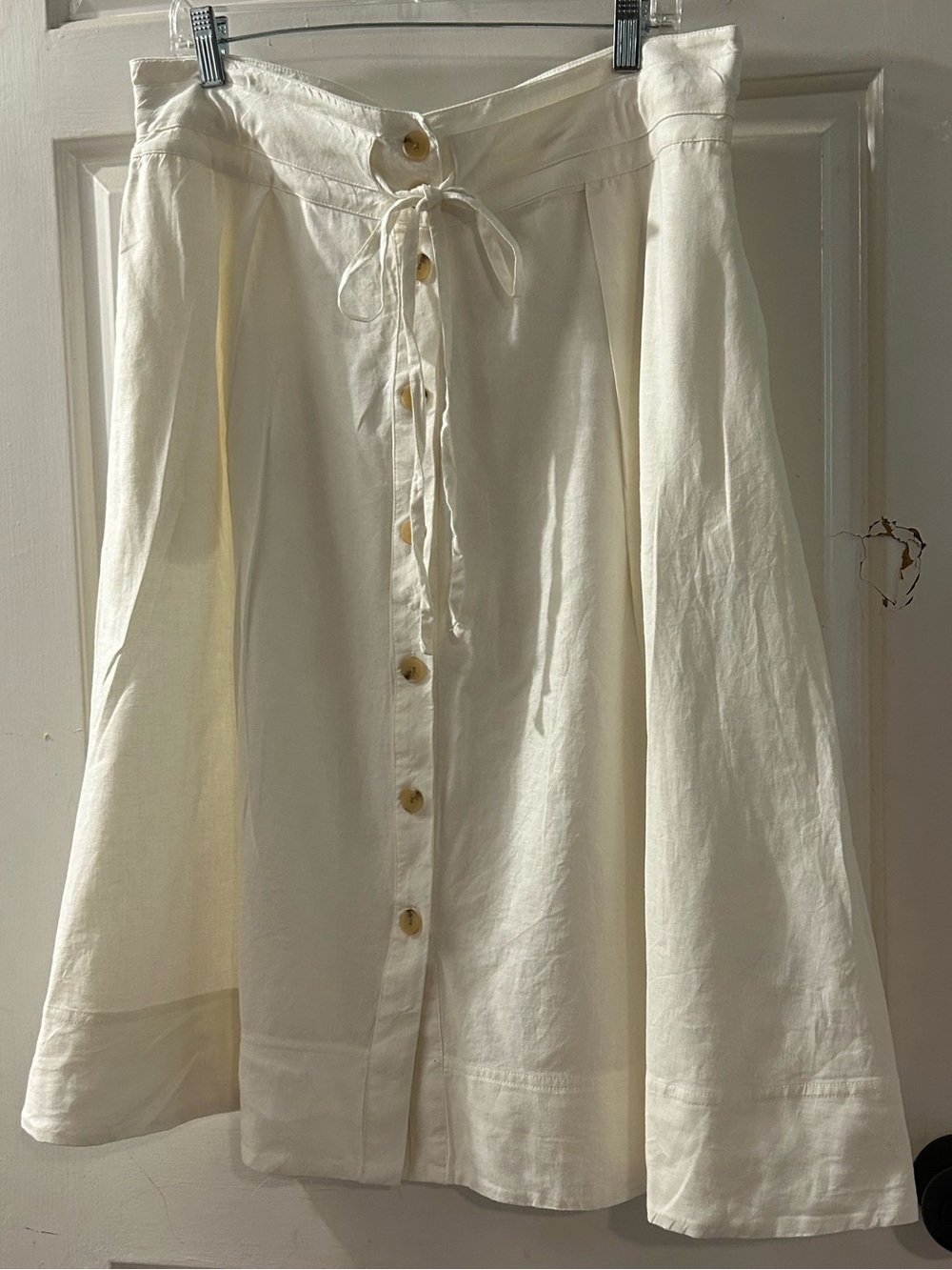 a new day Cream Button-Front Circle Skirt with Tie Waist